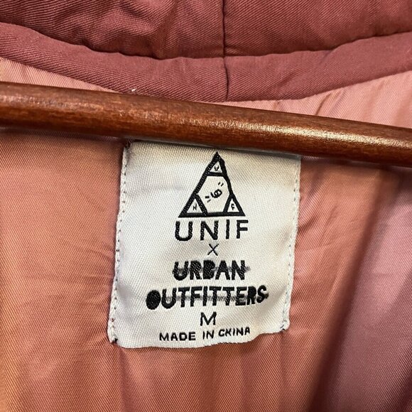 Unif x Urban Outfitters Blanket Duvet Coat Womens M Pink Zip V-neck Quilted Puff - Picture 4 of 8